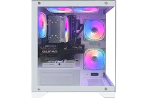 suevery Gaming PC Ryzen 7 5700X (8 Kerne 16 Threads, bis 4,6 GHz) Desktop Computer Tower RTX 4060 8GB | 32GB RAM | 1TB NVMe SSD | WLAN | Win 11 | Prebuilt Gamer PC (Weiß)