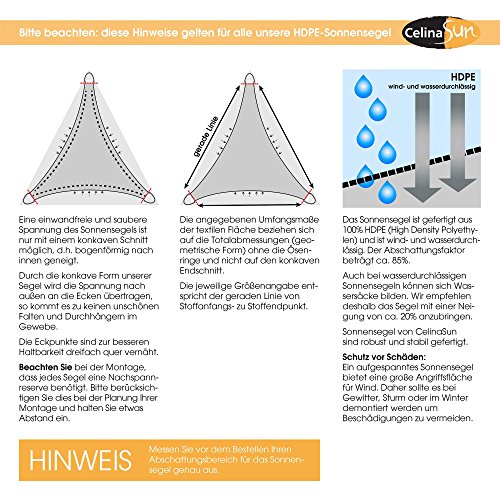 Sonnensegel Sonnenschutz Garten | UV-Schutz wetterbeständig HDPE atmungsaktiv | CelinaSun 0010506 | Quadrat 5,6 x 5,6 m sand-beige - 3