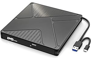 ‎JBONEST JBonest Externes CD DVD Laufwerk USB 3.0 Typ-C, Extern Portable CD/DVD +/- RW Brenner,Schnelle Datenübertragung für Laptop,Desktop,MacBook,Win11/10/8/7/XP, Linux,Mac OS,Vista