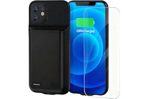 MIGAFEI Akkuhülle für iPhone 12/12Pro, 13800 mAh, tragbare Backup-Powerbank, schützende Ladehülle, wiederaufladbar, erweiterter Akku, Ladehülle für iPhone 12/12 Pro, Schwarz