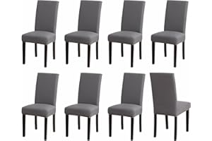Sufdari Chair Covers 8 Grey,Stretch Dining Chair Covers, Spandex seat Covers for Dining Chairs,Elastic Washable Chair Protectors for Dining Room,Hotel,Restaurant,Banquet (8,Grey)