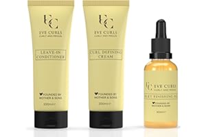 Eve Curls Complete Curls Set – Sparset für Lockenpflege – Lockencreme, Leave-In Conditioner & Haaröl – Feuchtigkeit & Definition – Curly Girl Methode