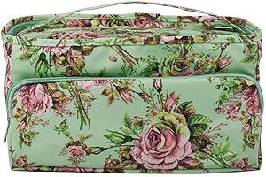 misppro Sac de rangement imprimé pour fil à tricoter, porte-laine, écheveaux, aiguilles, panier de rangement, sacs fourre-tout pour crochets et accessoires de tricot (grand sac) – Pivoine