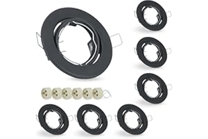 ZMH 6ER Kit marco empotrable GU10 - negro Foco empotrable Marco empotrable Toma GU10 230V, agujero base Ø 50mm Foco empotrable orientable 30° Foco (fuente de luz no incluida)