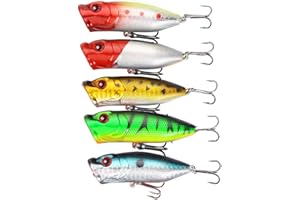 Knowing Leurre de Poisson Bionic, 5 Pièces Crochets de Pêche Aux Appâts Durs, Leurre de Pêche 3D, Leurres de Pêche Brochet, pour la Pêche à la Saumure d'eau Douce, Truite, Perche, Leurre Brochet, 7cm