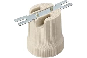 Ganquer Ceramic Porcelain E27 Light Socket - Edison Screw E27 Lamp Holder for LED, CFL, Vintage Light Mount (1 Pc)