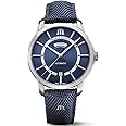 MAURICE LACROIX Pontos Day Date Men's Watch Analogue Automatic with Blue Textile Leather Strap PT6358-SS004-431-4, blue, Classic