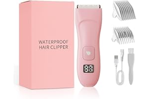 ENSSU Bikini Trimmer for Women, Electric Lady Trimmer Body Hair Trimmer Rechargeable Hair Clipper for Arms, Legs, Underarms, Pubic Hair Trimmer for Men & Women, Waterproof & LED Display,Pink