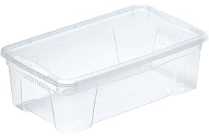 M-Home | Boîte de Rangement Plastique Transparent avec Aérations + Couvercle | 5,7 L - 35,5 x 21 x 12 cm | SPACE BOX | PLS612