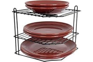 Buckingham 3 Tier Black Corner Plate Rack Kitchen Cupboard Tidy Storage Organiser Dish Rack Space Saving Shelf Organiser 23 cm (Black)