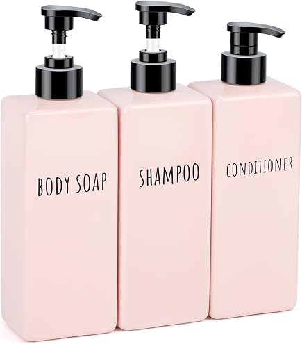 Youngever Lot 3 Bouteilles Pompe Shampoing 1L - Flacons Vides Distributeur Plastique Rechargeables