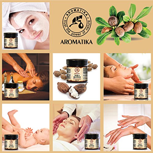 Kaltgepresstes Shea butter / Sheabutter 100% rein und natürlich, Karité Body Butter 50 ml, Glasflasche, Ghana, Afrika, Körperbutter, unraffiniert, natürlichen Gehalt an gesättigten, ungesättigten Fettsäuren, nährend, intensive Pflege Gesicht, Körper, Haare, trockene empfindliche Haut, Hände, Lippen, Anti-Falten, Anti-Aging, nach Sonnenbad, gut mit ätherischem Öl, für Schönheit/Aromatherapie / Massage / Wellness / Kosmetik / Körperpflege / Multi-funktionales /Hypoallergen von AROMATIKA (50ml) - 4