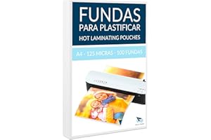 RAYLU PAPER - Pack de 100 fundas para plastificar, transparentes, acabado brillante, láminas térmicas para plastificar, fundas para plastificadora, láminas de plástico (125 micras, A4)