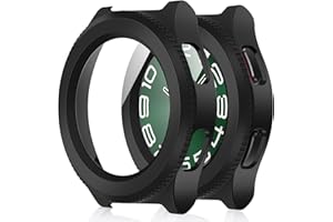 Amizee 2 Pack Screen Protector Case Compatible with Samsung Galaxy Watch 6 Case 47mm, with Built-in Screen Protector Hard PC Ultra Thin Anti-Scratch Protective Cover (Black/Clear)