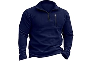 AUMELR Mens Sweatshirts Micro Fleece Tops Half Zip Jumper Polo Neck Jumpers Fleece Jacket Sweater