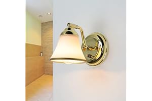 Licht-Erlebnisse Applique murale élégante en or orientable avec interrupteur Abat-jour en verre GRANDO Applique murale salle de bain miroir