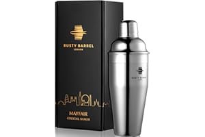 Rusty Barrel Mayfair - Shaker da cocktail in argento – grande stile Manhattan, in acciaio INOX, 680 g, presentato in una confezione regalo