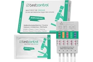 Test Multidrogue 5 Médicaments, Pack de 5 Multitest Résultats rapides et professionnels | Détectection de 5 médicaments dans l'urine sûre et stérile