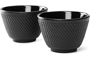 Bredemeijer G004Z Kubki do herbaty Jang, czarne (zestaw 2 szt.), żeliwne, 7,8 x 7,8 x 5,3 cm