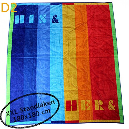 Strandlaken Strandtuch Badetuch Saunatuch Velours Picknick Badedecke 180x180 , Design - Motiv:Design 2