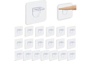 VIDSMOW 20 PCS Supports d'étagères Autocollants, Transparent 7 x 7 cm, Supports Adhésifs Sans Perçage pour Étagères, Placards et Penderies, Charge 10 kg, Installation Facile et Pratique