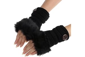 LAEMILIA Gants Femmes Chaud Lapin Hiver En Fausse Fourrure Main Poignet Mitaines Mitaines Doux Chaude