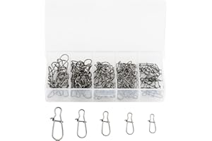 Cozlly Set di Moschettoni per La Pesca, 100 Pezzi Moschettoni da Pesca in Argento, Fibbia da Pesca Girevole in Acciaio Inox, Connettore Girevole da Pesca (5 Taglie, Argento)