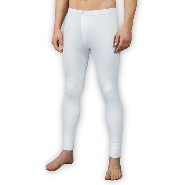 SES Mutande lunghe da uomo a doppia coste, confezione da 2 pezzi, S-4XL, con apertura e vita morbida in cotone/comode mutande da uomo, a gamba lunga, bianco, S