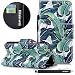 Produktbild HUDDU Bananenblatt Muster Grün Schutzhülle für Xiaomi Redmi 4A Hülle Tasche Leder Flip Wallet Case Cover Ledertasche Handyhülle im Bookstyle mit Kartenfach Magnetverschluss Stand Wrist Strap Notebook Lederhülle Etui Handytasche für Xiaomi Redmi 4A Klapphülle Hardcase