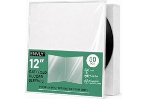 ENVLY Skyddsfodral för vinylskivor 12 tum 50 styck - Gatefold LP-skydd för dubbelalbum - 75µm klara polypropen vinylfodral - genomskinliga fodral för skivcover