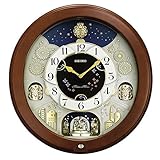 Seiko Executive QXM375SRH Wanduhr, Holzmaserung, weißes Zifferblatt, Braun