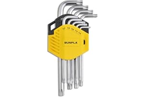Gunpla 9 Pièces Jeu de Clé Hexagonale Torx T10-T50 Cr-V Allen Etoile Clés Hex à Long Bras Sécurité Bout Torx Trou avec Etui de Rangement pour Entretien Maison Bricolage Professionnel