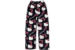 CHNNAMZU Pantalon Pyjama Femme Flanelle Bas de Pyjamas Filles Polaire Chaud et Doux Confort Cartoon Chat Anime Imprimé Kawaii Mode Décontracté Maison Lounge Pantalons Pour Femmes Automne et Hiver