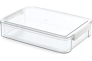 Citylife Plastic Storage Boxes with Lids Portable Case for Drawers, Clear Stackable File Box for Organizing A4 Paper, Letters, Stationery, Documents, Craft, Photo, 34.5 × 23.5 × 6.5 Cm