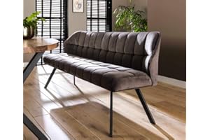 Beauty.Scouts Sitzbank Bodaway - Anthrazit Velvet, Stahlgestell - Robuste Esszimmer- und Couch-Sitzbank, 180x58x81 cm