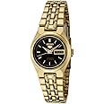 Seiko Women's SYMA06K Seiko 5 Automatic Black Dial Gold-Tone Stainless Steel Watch