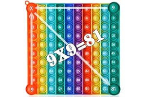 Captor Pop Push It Grande 20 x 20cm Giocattolo Antistress Push Pop 10 x 10 Palline Modello Quadrato Arcobaleno in Silicone di Alta qualità Adatto per Scuola Adulti e Bambini Numeri (Moltiplicazione)