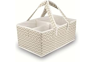EKODE™ Baby Nappy Caddy Organiser - Nappy caddy basket for Baby Essentials and Car Caddy Organiser Changing Basket to keep all baby needs on the go: Toys, Diapers, Clothes, Bottles (Stripe)