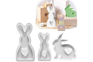 QUANMAITONG Silikonformen Gießformen Ostern Deko，Silikonform Hase Osterhase Giessform Silikon，Gießformen Silikon Kerzen Ostern Geschenk for Gips, Sojawachs Kerzen, Handwerk