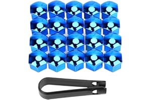 20 Stück Rad Bolzen Mutter Abdeckung,Asudaro 17mm/19mm/21mm Universal Radmutterkappe Anti-Diebstahl Radmutter Felgenabdeckung Radschrauben Radmuttern Radbolzen Kappen mit Entfernungswerkzeug Blau