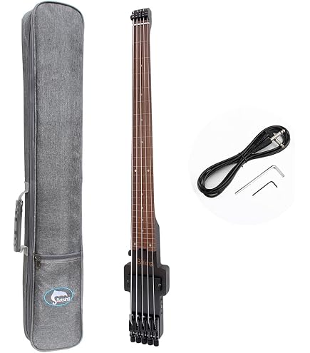 ベース Musoo electric travel bass headless bass Batking headless travel bass guitar (Natural) : Amazon.co.uk