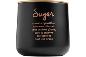 MOPITA SMART LIVING LOFT di Q.B. by MOPITA, Barattolo Zucchero "Sugar", Porta Zucchero Tondo in Acciaio Galvanizzato Con Coperchio in Bamboo e Guarnizione Salvafreschezza, Colore Nero