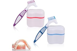 WYDEXINT 4 Stücke Prothesen-Aufbewahrungsbox, Prothesenbecher, Zahnprothesendose Tragbar, Für Falsche Zähne Lagerung Reinigung,Kieferorthopädische Box, Zahnspangenbox Mit Prothesenreinigerbürsten