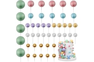 LARDUX 45 PCS Ball Cake Toppers - Boho Baking Cake Decorations DIY Mini Balloon Cupcake Insert for Unicorn Macaron Birthday Party Baby Shower Christmas -Rainbow