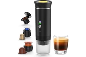 CIOXSOIO Machine à Cafe Portable, 3 En 1 Cafetière à Expresso Chauffage Électrique, Rechargeable, Pour Camping et Voiture, Chauffage Rapide, compatible avec Capsules K-Cup et café moulu, Pour voyage