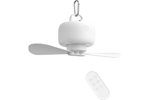 JISULIFE Mini USB Camping Fan 8000mAh Battery Operated, Portable Rechargeable with Remote Control, Detachable Blades, Hanging Hook,Timer, 4 Speeds, Mini Tent Fan for Outdoor Dorm-White