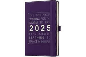 Mljtoyo Agenda 2025, formato A4, un giorno per pagina, agenda giornaliera per la produttività da gennaio 2025 a dicembre 2025, organizer settimanale mensile con portapenne, chiusura elastica (viola,