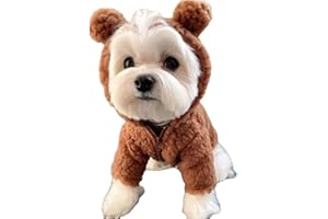Hokuto Teddy Bear Dog Costume, Cute Dog Costume, Puppy Fleece Hoodie Coat Clothes (Brown, X-Large)