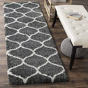 iesu Modern Shaggy Carpets Polyester Bedside Runner Soft Rug Hall Offices Kitchens Bedroom Bedroom Kids Room Floor Home Decor (Grey, 2X6 Feet)