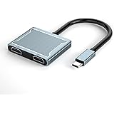 BDFFLY Adaptateur USB C vers Double HDMI 4K, convertisseur répartiteur Thunderbolt 3/Type C vers HDMI, Prend en Charge 4K à 6